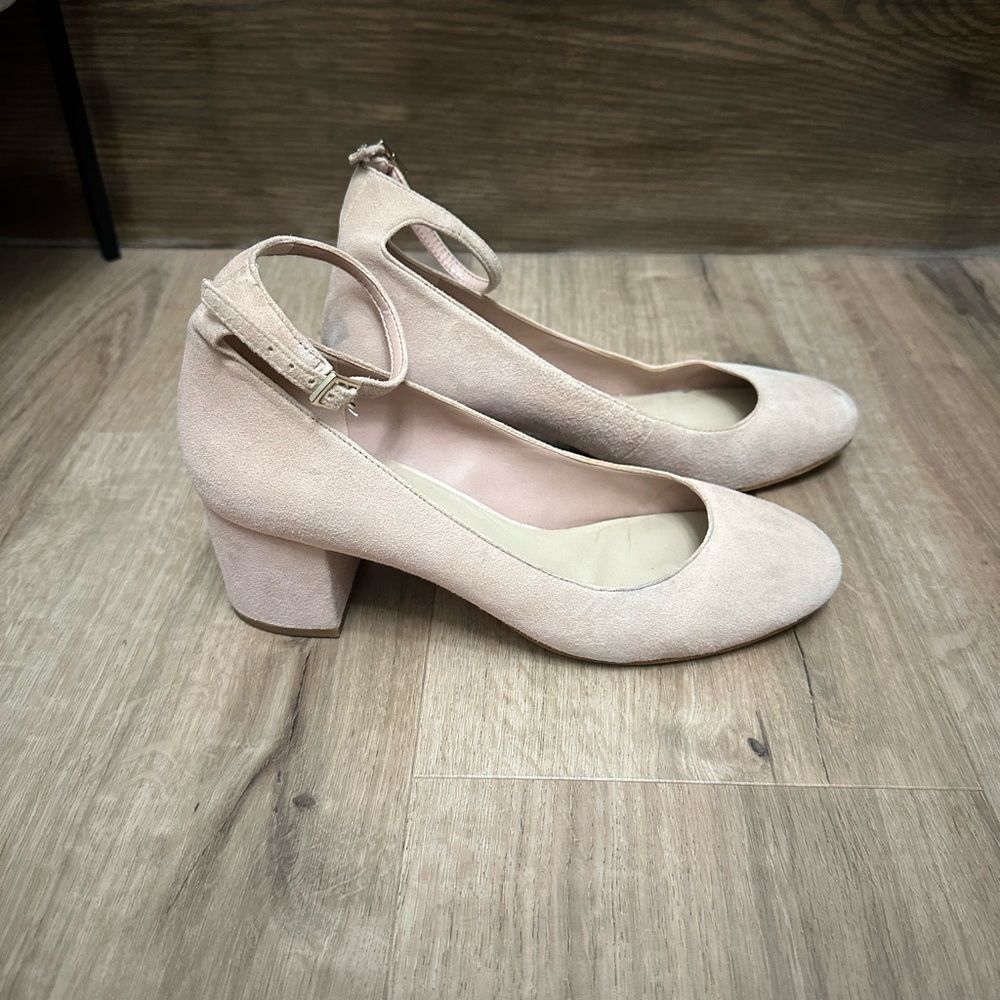 Aldo Elegant Pale Pink Suede Block Heel Pumps Sz 7.5